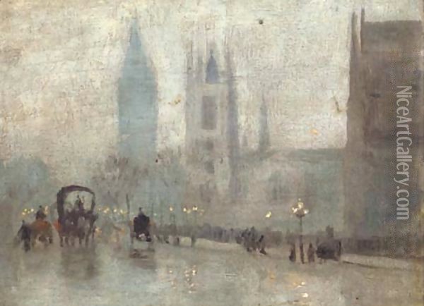 St. Margaret's Westminster, and Big Ben Oil Painting - Herbert Menzies Marshall