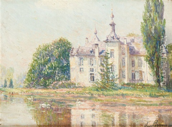 Le Chateau De Wemmel Avant 1932 Oil Painting - Omer Coppens