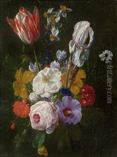 Blumenbouquet Mit Rosen Und Tulpen Oil Painting - Nicolaes van Veerendael