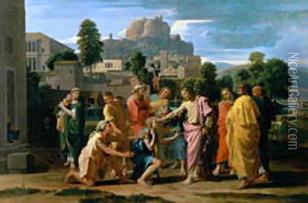 The Blind of Jericho, or Christ Healing the Blind, 1650 Oil Painting - Nicolas Poussin