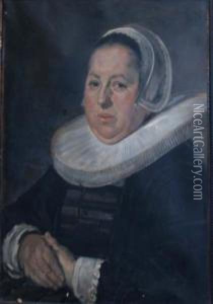 Portrait Of A Woman In A Millstone Ruff Oil Painting - Frans Hals