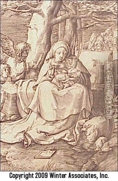 Madonna And Child Oil Painting - Lucas Van Leyden