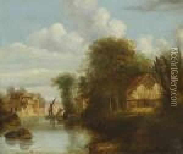 Dorf Am Fluss. Oil Painting - John Sell Cotman