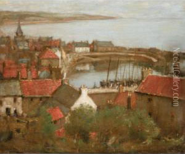 The Harbour At Stonehaven Oil Painting - David Thomson Muirhead