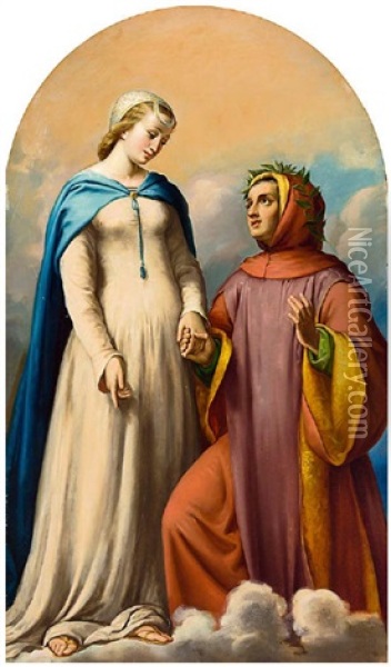 Laura Und Petrarca Oil Painting - Ary Scheffer