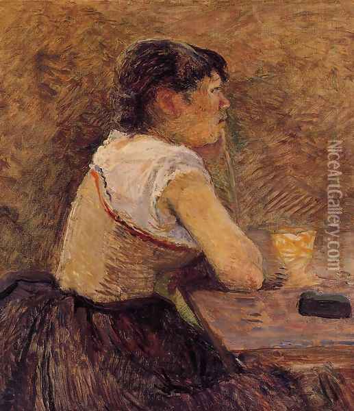At Gennelle, Absinthe Drinker Oil Painting - Henri De Toulouse-Lautrec