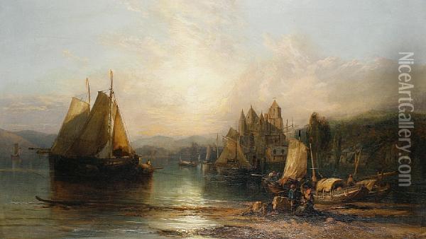 Elfeldt On The Rhine Oil Painting - James Webb