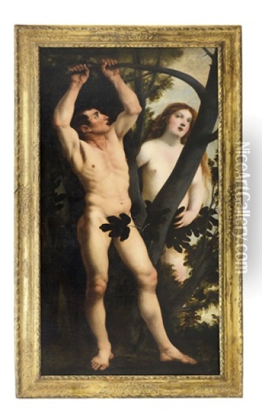 Adamo Ed Eva Oil Painting - Pietro della Vecchia