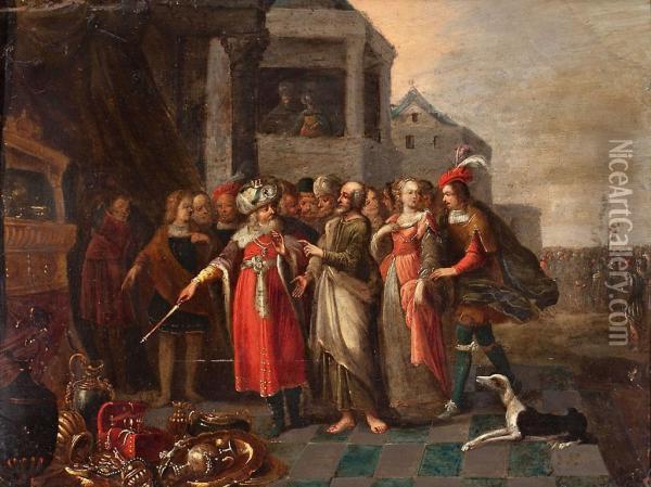 Creso Mostrando Sus Tesoros A Solon Oil Painting - Frans I Francken