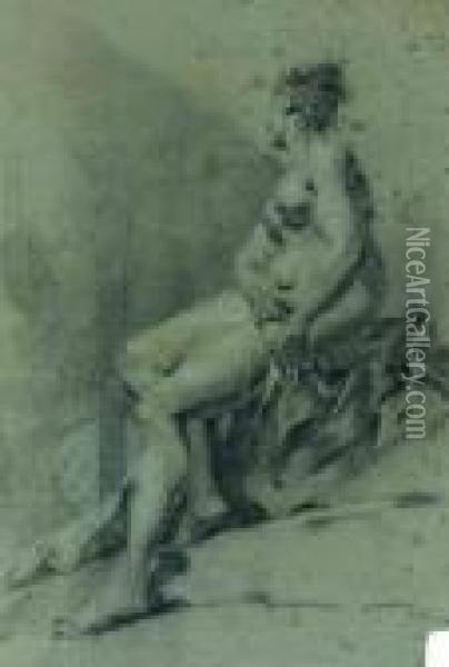 Figure De Femme Nue Assise Oil Painting - Giovanni Battista Piazzetta