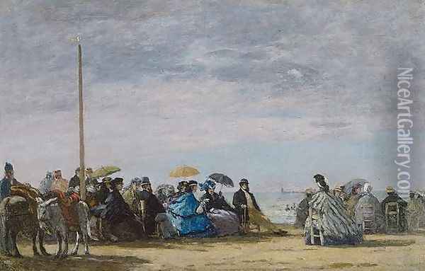 The Beach at Grandchamps Oil Painting - Eugene Boudin