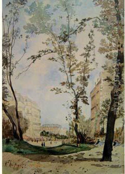 Le Parc Dans Une Ville Oil Painting - Henri-Joseph Harpignies