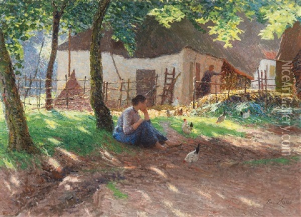 Neerhof - The Farmyard Oil Painting - Emile Claus