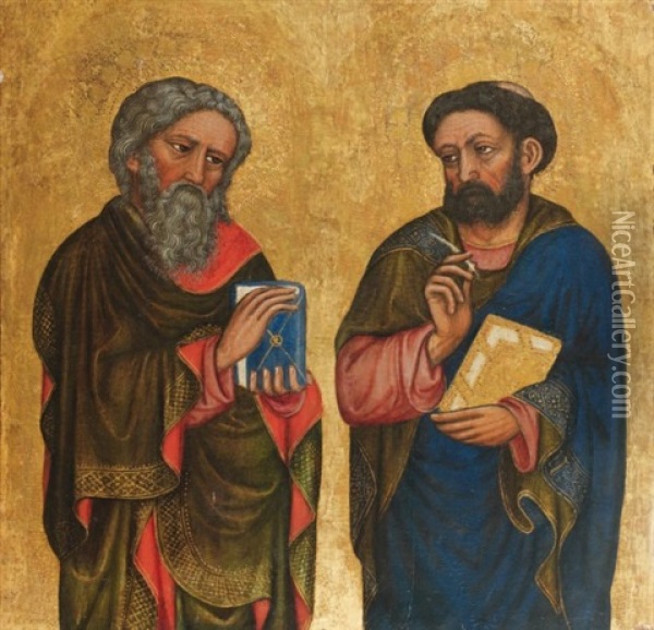 Deux Saints Evangelistes Oil Painting - Zanino di Pietro