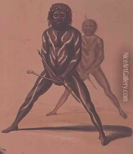 Native Palti dancer from the 'South Australia Illustrated' Oil Painting - George French Angas