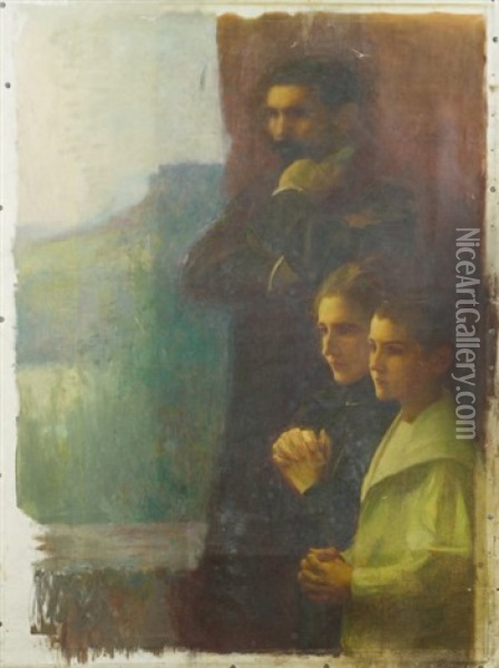 Le Peintre Et Sa Famille Oil Painting - Gustave Claude Etienne Courtois
