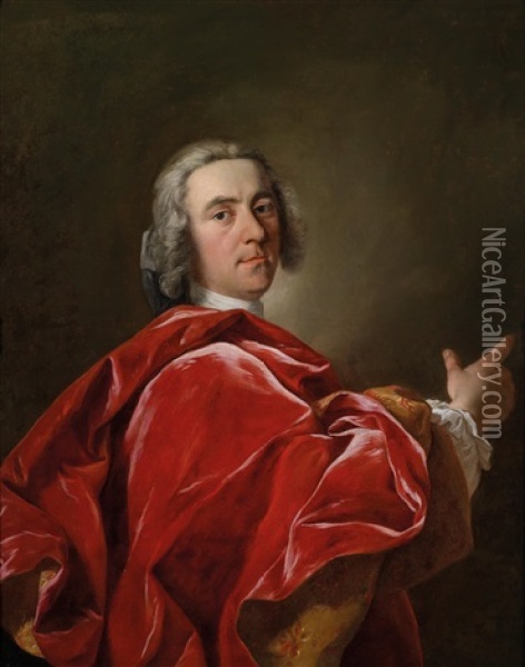 Portrat Eines Eleganten Herrn Im Roten Mantel Oil Painting - Jean-Baptiste van Loo