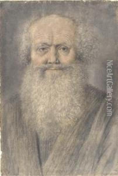 A Bearded Man, Bust-length Oil Painting - Nicolas Lagneau