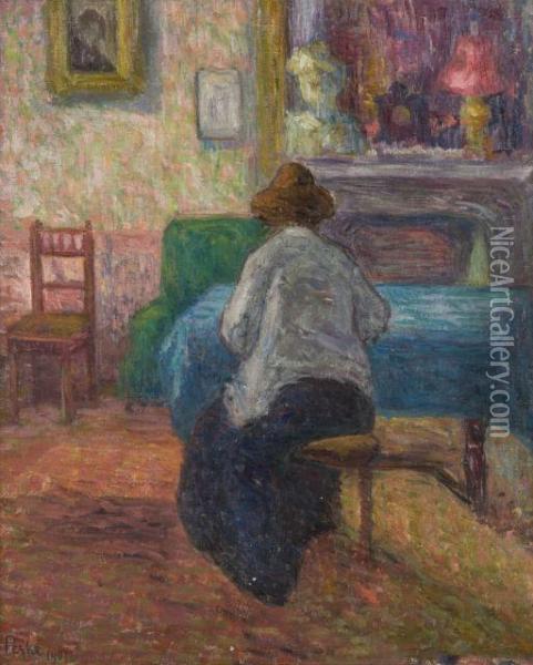 Femme Dans Un Interieur Oil Painting - Jean Misceslas Peske
