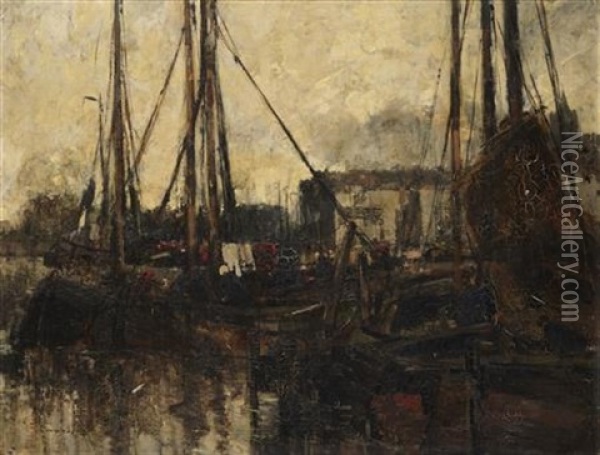 The Harbour Oil Painting - William Alfred Gibson