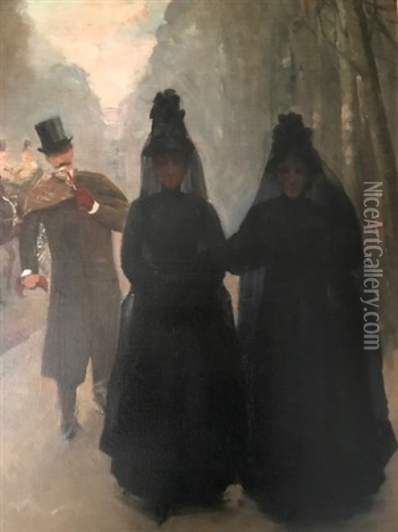 Twee Dames Op De Boulevard In Parijs Oil Painting - Theophile Alexandre Steinlen