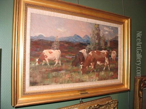 Cattle In Glen Dochart, Killin Oil Painting - Andrew Douglas