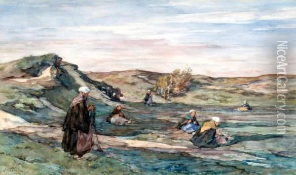 Nettenboetsers In De Duinen Oil Painting - Johannes Evert Akkeringa