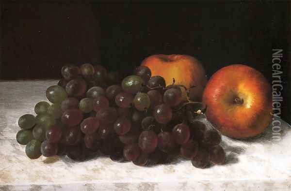Still Life with Grapes and Apples Oil Painting - Rudolf Tschudi
