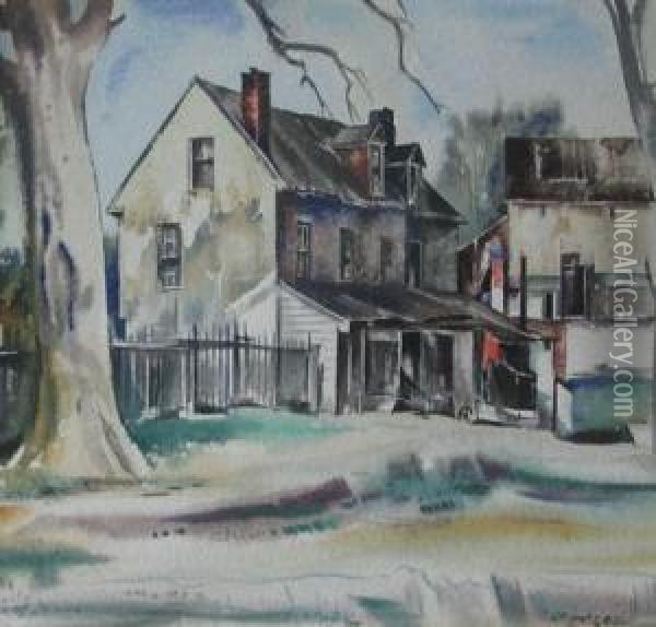 House On Treelined Street Oil Painting - Earl Horter
