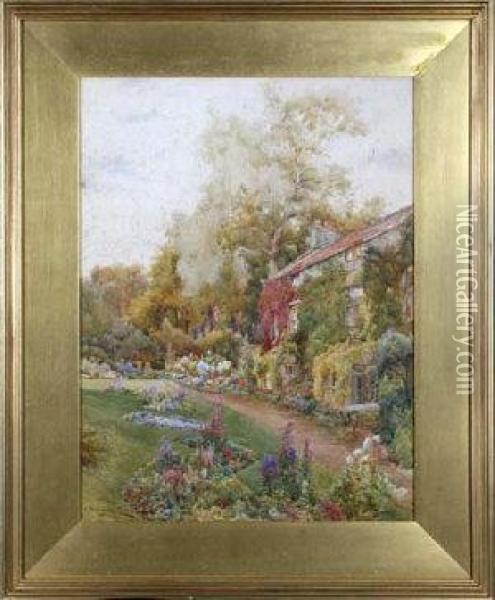 The Garden Of A Country House In Summer Oil Painting - John Hodgson Campbell