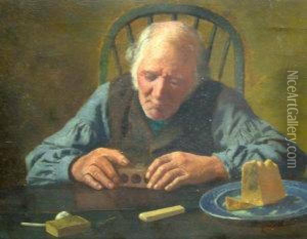 Portrait Of An Old Man Seated At A Table Oil Painting - Ralph Todd