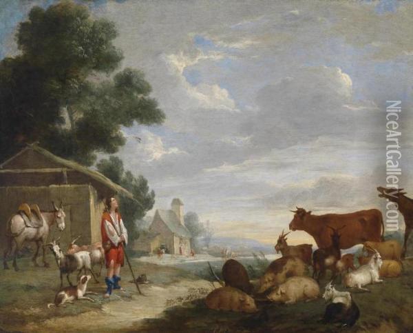Two Scenes From The Life Of The Prodigal Son Oil Painting - Pieter Van Bredael