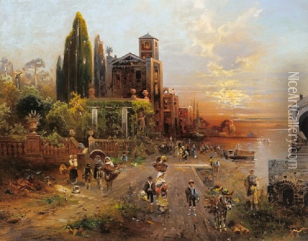 Torre Del Greco Bei Neapel (?) Oil Painting - Robert Alott
