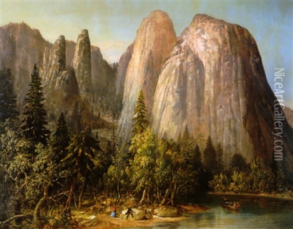Jupiter's Spires, Yosemite Valley Oil Painting - William Smith Jewett