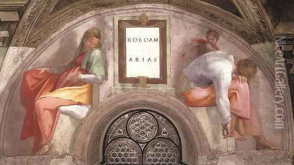 Rehoboam - Abijah 1511-12 Oil Painting - Michelangelo Buonarroti
