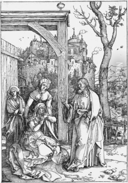 Christ Taking Leave Of His Mother Oil Painting - Albrecht Durer