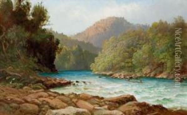 Wanganui River Oil Painting - Charles Blomfield