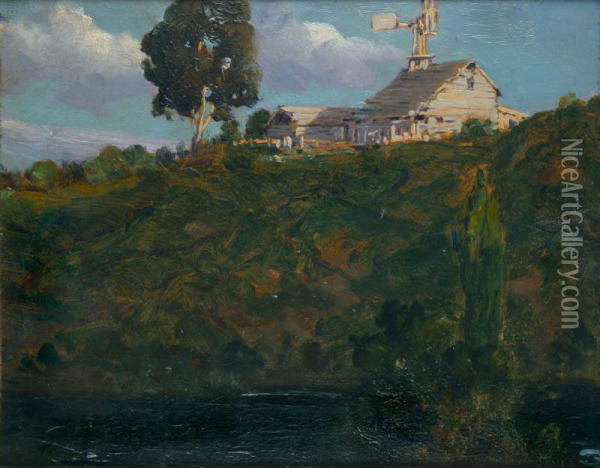 Farmhouse On The Hill Oil Painting - John Llewellyn Jones