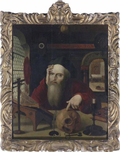 Saint Jerome In His Study Oil Painting - Joos Van Cleve