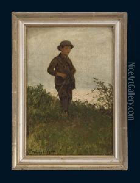 Bub Auf Sommerwiese Oil Painting - Eduard Weichberger