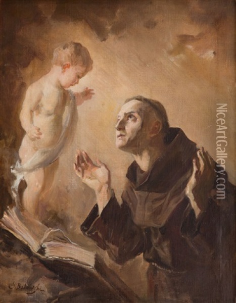 Saint Antoni Padewski Oil Painting - Stanislaw Batowski-Kaczor