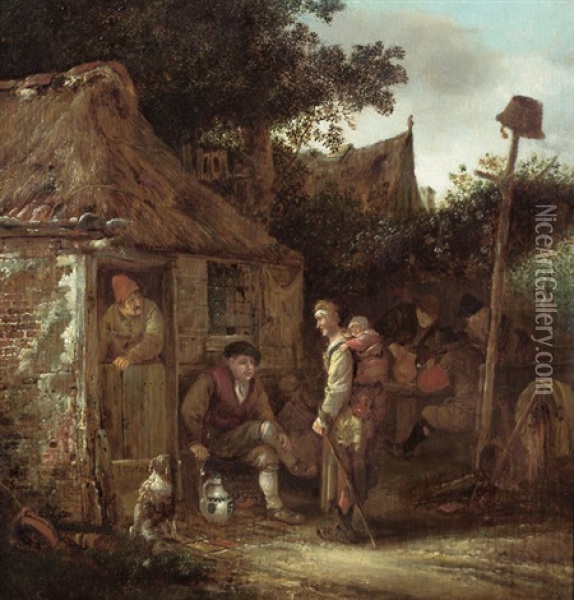 Bauern Vor Einem Wirtshaus Oil Painting - Isaac Van Ostade