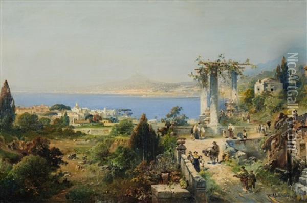 By The Gulf Of Naples Oil Painting - Robert Alott