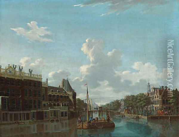 View of the Kloveniersburgwal in Amsterdam Oil Painting - Isaak Ouwater