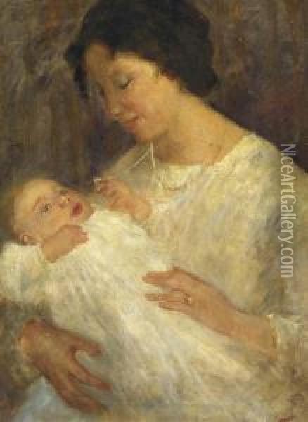 Motherly Love Oil Painting - Simon Maris