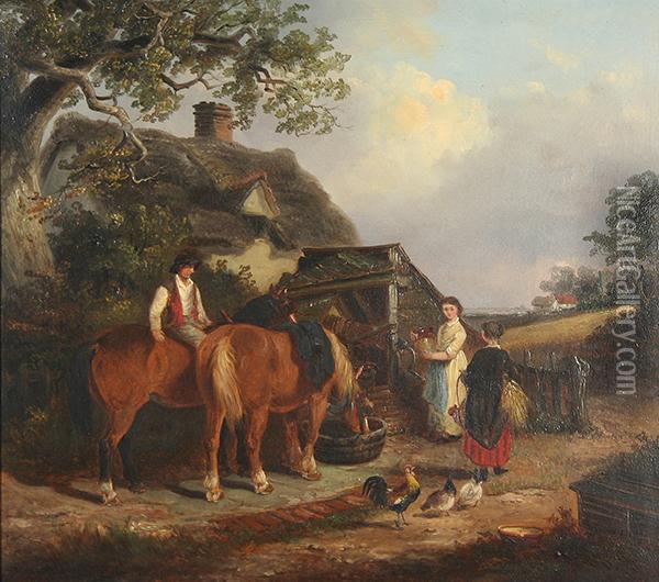 Farmyard Scene Oil Painting - Thomas Smythe