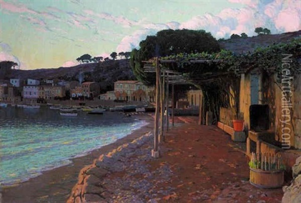 Casa De Pescadors, Mallorca Oil Painting - Santiago Rusinol