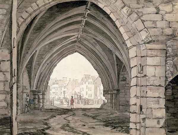 Part of Holyrood Abbey with a View of the Canongate Oil Painting - Paul Sandby