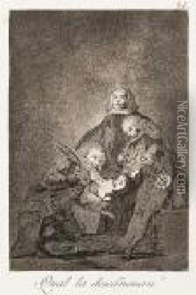 Qual La Descanonan (how They Pluck Her!) Oil Painting - Francisco De Goya y Lucientes