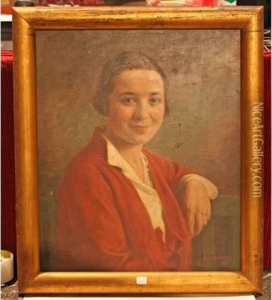 Portrait De Jeune Fille Huile Sur Toile Signee En Bas A Droite Oil Painting - Edouard Gelhay